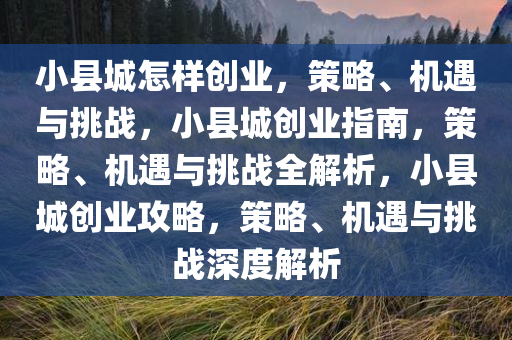 小县城怎样创业，策略、机遇与挑战，小县城创业指南，策略、机遇与挑战全解析，小县城创业攻略，策略、机遇与挑战深度解析