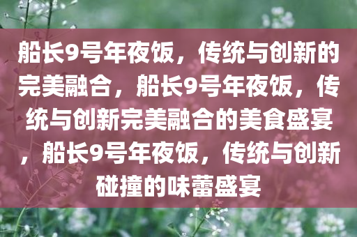 船长9号年夜饭，传统与创新的完美融合，船长9号年夜饭，传统与创新完美融合的美食盛宴，船长9号年夜饭，传统与创新碰撞的味蕾盛宴