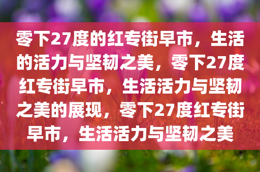 零下27度的红专街早市，生活的活力与坚韧之美，零下27度红专街早市，生活活力与坚韧之美的展现，零下27度红专街早市，生活活力与坚韧之美