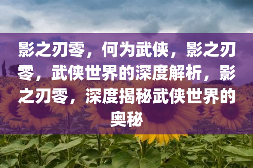 影之刃零，何为武侠，影之刃零，武侠世界的深度解析，影之刃零，深度揭秘武侠世界的奥秘