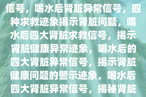 喝水后四种异常肾脏在求救的信号，喝水后肾脏异常信号，四种求救迹象揭示肾脏问题，喝水后四大肾脏求救信号，揭示肾脏健康异常迹象，喝水后的四大肾脏异常信号，揭示肾脏健康问题的警示迹象，喝水后四大肾脏异常信号，揭秘肾脏健康警示迹象