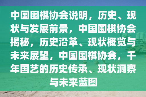 中国围棋协会说明，历史、现状与发展前景，中国围棋协会揭秘，历史沿革、现状概览与未来展望，中国围棋协会，千年国艺的历史传承、现状洞察与未来蓝图