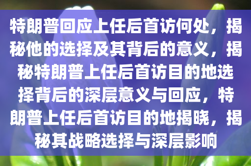 特朗普回应上任后首访何处，揭秘他的选择及其背后的意义，揭秘特朗普上任后首访目的地选择背后的深层意义与回应，特朗普上任后首访目的地揭晓，揭秘其战略选择与深层影响