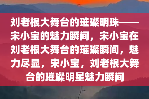 刘老根大舞台的璀璨明珠——宋小宝的魅力瞬间，宋小宝在刘老根大舞台的璀璨瞬间，魅力尽显，宋小宝，刘老根大舞台的璀璨明星魅力瞬间