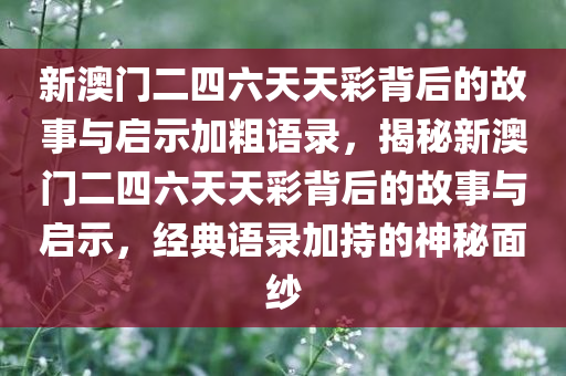 新澳门二四六天天彩背后的故事与启示加粗语录，揭秘新澳门二四六天天彩背后的故事与启示，经典语录加持的神秘面纱