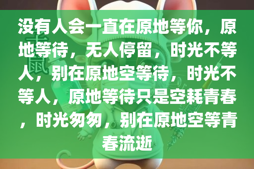 没有人会一直在原地等你，原地等待，无人停留，时光不等人，别在原地空等待，时光不等人，原地等待只是空耗青春，时光匆匆，别在原地空等青春流逝