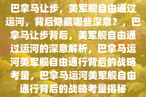 巴拿马让步，美军舰自由通过运河，背后隐藏哪些深意？，巴拿马让步背后，美军舰自由通过运河的深意解析，巴拿马运河美军舰自由通行背后的战略考量，巴拿马运河美军舰自由通行背后的战略考量揭秘