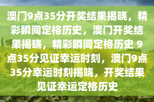 澳门9点35分开奖结果揭晓，精彩瞬间定格历史，澳门开奖结果揭晓，精彩瞬间定格历史 9点35分见证幸运时刻，澳门9点35分幸运时刻揭晓，开奖结果见证幸运定格历史