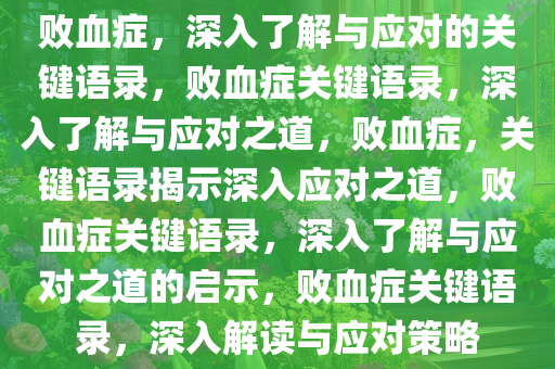 败血症，深入了解与应对的关键语录，败血症关键语录，深入了解与应对之道，败血症，关键语录揭示深入应对之道，败血症关键语录，深入了解与应对之道的启示，败血症关键语录，深入解读与应对策略