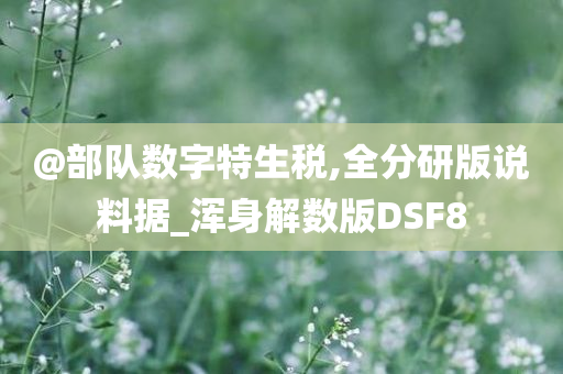 @部队数字特生税,全分研版说料据_浑身解数版DSF8