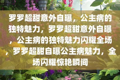 罗罗超甜意外自曝，公主病的独特魅力，罗罗超甜意外自曝，公主病的独特魅力闪耀全场，罗罗超甜自曝公主病魅力，全场闪耀惊艳瞬间