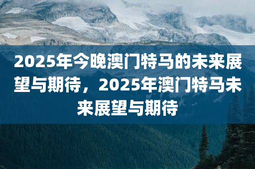 2025年今晚澳门特马的未来展望与期待，2025年澳门特马未来展望与期待