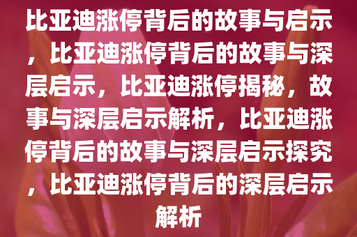 比亚迪涨停背后的故事与启示，比亚迪涨停背后的故事与深层启示，比亚迪涨停揭秘，故事与深层启示解析，比亚迪涨停背后的故事与深层启示探究，比亚迪涨停背后的深层启示解析