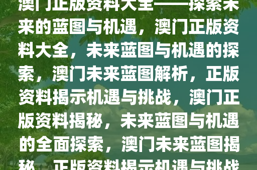 澳门正版资料大全——探索未来的蓝图与机遇，澳门正版资料大全，未来蓝图与机遇的探索，澳门未来蓝图解析，正版资料揭示机遇与挑战，澳门正版资料揭秘，未来蓝图与机遇的全面探索，澳门未来蓝图揭秘，正版资料揭示机遇与挑战