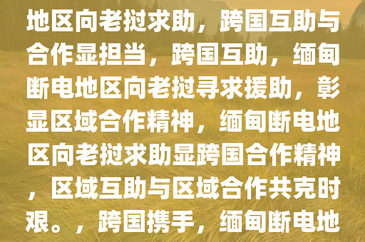 缅甸断电地区求助老挝，跨越国界的互助与合作，缅甸断电地区向老挝求助，跨国互助与合作显担当，跨国互助，缅甸断电地区向老挝寻求援助，彰显区域合作精神，缅甸断电地区向老挝求助显跨国合作精神，区域互助与区域合作共克时艰。，跨国携手，缅甸断电地区向老挝求助彰显区域合作精神