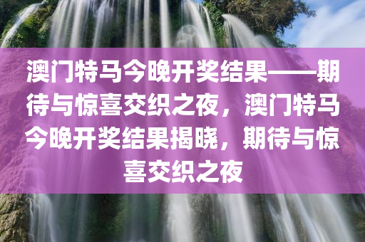 澳门特马今晚开奖结果——期待与惊喜交织之夜，澳门特马今晚开奖结果揭晓，期待与惊喜交织之夜