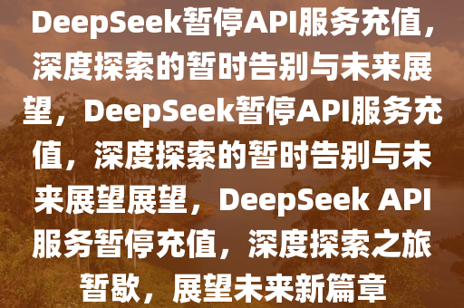 DeepSeek暂停API服务充值，深度探索的暂时告别与未来展望，DeepSeek暂停API服务充值，深度探索的暂时告别与未来展望展望，DeepSeek API服务暂停充值，深度探索之旅暂歇，展望未来新篇章