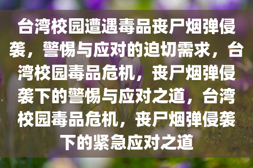 台湾校园遭遇毒品丧尸烟弹侵袭，警惕与应对的迫切需求，台湾校园毒品危机，丧尸烟弹侵袭下的警惕与应对之道，台湾校园毒品危机，丧尸烟弹侵袭下的紧急应对之道