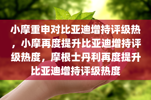 小摩重申对比亚迪增持评级热，小摩再度提升比亚迪增持评级热度，摩根士丹利再度提升比亚迪增持评级热度