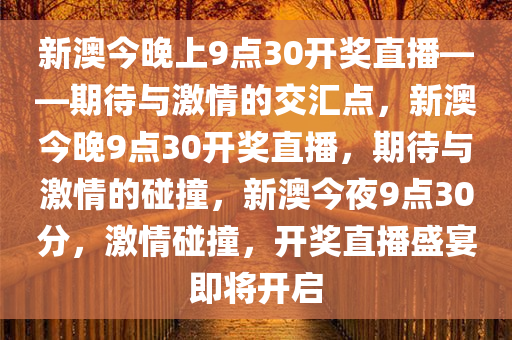 新澳今晚上9点30开奖直播——期待与激情的交汇点，新澳今晚9点30开奖直播，期待与激情的碰撞，新澳今夜9点30分，激情碰撞，开奖直播盛宴即将开启