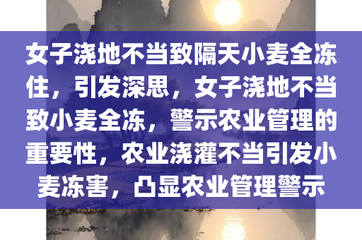 女子浇地不当致隔天小麦全冻住，引发深思，女子浇地不当致小麦全冻，警示农业管理的重要性，农业浇灌不当引发小麦冻害，凸显农业管理警示