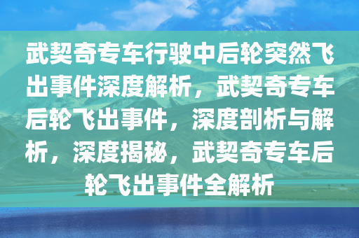 武契奇专车行驶中后轮突然飞出事件深度解析，武契奇专车后轮飞出事件，深度剖析与解析，深度揭秘，武契奇专车后轮飞出事件全解析