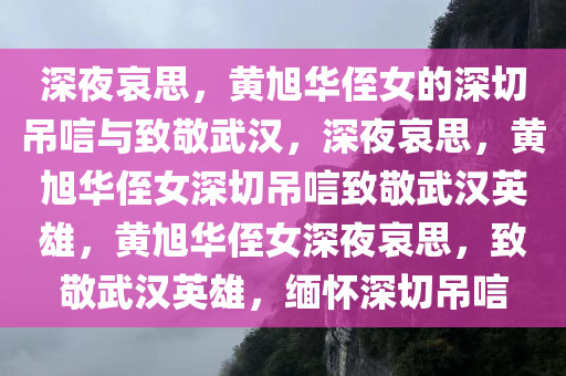 深夜哀思，黄旭华侄女的深切吊唁与致敬武汉，深夜哀思，黄旭华侄女深切吊唁致敬武汉英雄，黄旭华侄女深夜哀思，致敬武汉英雄，缅怀深切吊唁