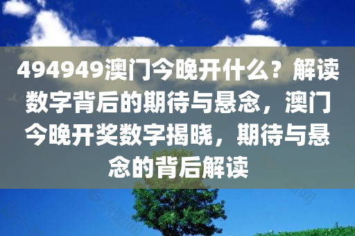 494949澳门今晚开什么？解读数字背后的期待与悬念，澳门今晚开奖数字揭晓，期待与悬念的背后解读