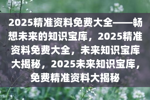 2025精准资料免费大全——畅想未来的知识宝库，2025精准资料免费大全，未来知识宝库大揭秘，2025未来知识宝库，免费精准资料大揭秘