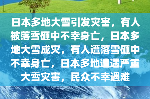 日本多地大雪引发灾害，有人被落雪砸中不幸身亡，日本多地大雪成灾，有人遭落雪砸中不幸身亡，日本多地遭遇严重大雪灾害，民众不幸遇难