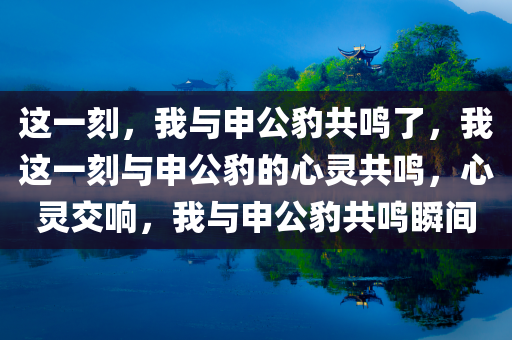 这一刻，我与申公豹共鸣了，我这一刻与申公豹的心灵共鸣，心灵交响，我与申公豹共鸣瞬间