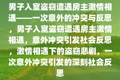 男子入室盗窃遭遇房主激情相遇——一次意外的冲突与反思，男子入室盗窃遭遇房主激情相遇，意外冲突引发社会反思，激情相遇下的盗窃悲剧，一次意外冲突引发的深刻社会反思