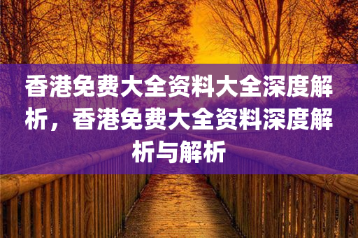 香港免费大全资料大全深度解析，香港免费大全资料深度解析与解析