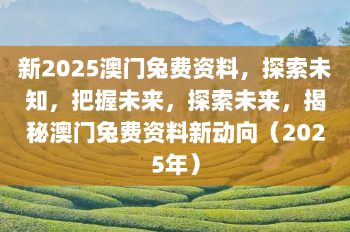 新2025澳门兔费资料，探索未知，把握未来，探索未来，揭秘澳门兔费资料新动向（2025年）