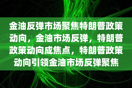 金油反弹市场聚焦特朗普政策动向，金油市场反弹，特朗普政策动向成焦点，特朗普政策动向引领金油市场反弹聚焦