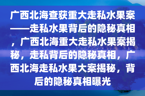 广西北海查获重大走私水果案——走私水果背后的隐秘真相，广西北海重大走私水果案揭秘，走私背后的隐秘真相，广西北海走私水果大案揭秘，背后的隐秘真相曝光