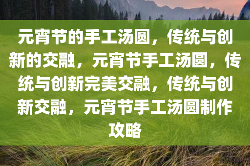 元宵节的手工汤圆，传统与创新的交融，元宵节手工汤圆，传统与创新完美交融，传统与创新交融，元宵节手工汤圆制作攻略