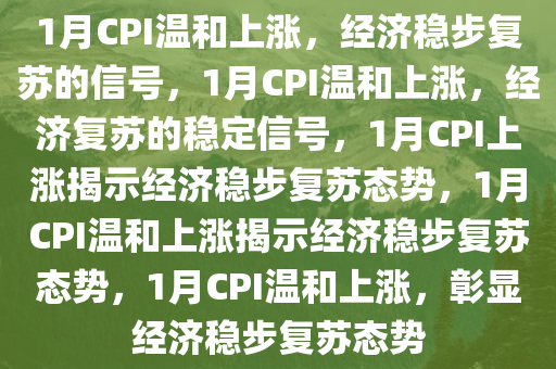 1月CPI温和上涨，经济稳步复苏的信号，1月CPI温和上涨，经济复苏的稳定信号，1月CPI上涨揭示经济稳步复苏态势，1月CPI温和上涨揭示经济稳步复苏态势，1月CPI温和上涨，彰显经济稳步复苏态势