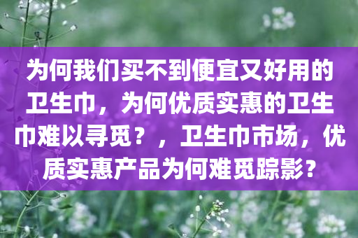 为何我们买不到便宜又好用的卫生巾，为何优质实惠的卫生巾难以寻觅？，卫生巾市场，优质实惠产品为何难觅踪影？