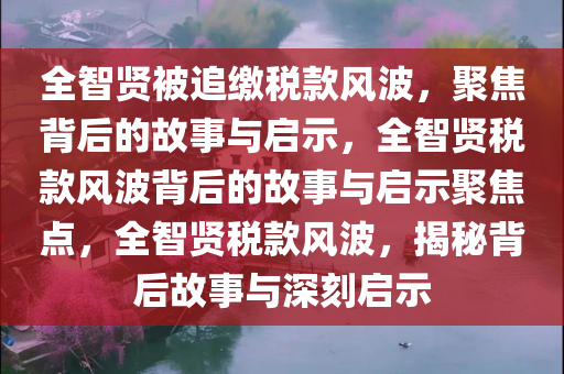 全智贤被追缴税款风波，聚焦背后的故事与启示，全智贤税款风波背后的故事与启示聚焦点，全智贤税款风波，揭秘背后故事与深刻启示