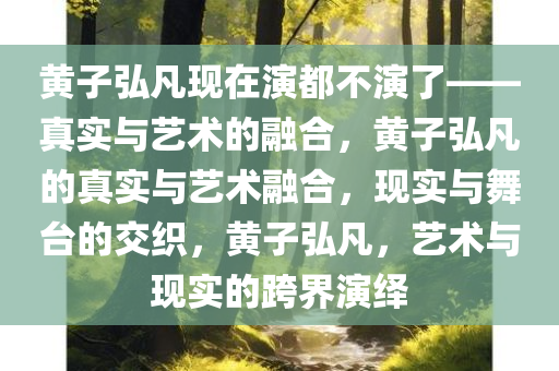 黄子弘凡现在演都不演了——真实与艺术的融合，黄子弘凡的真实与艺术融合，现实与舞台的交织，黄子弘凡，艺术与现实的跨界演绎