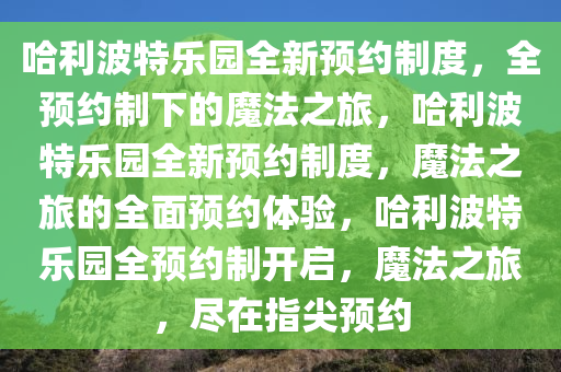 哈利波特乐园全新预约制度，全预约制下的魔法之旅，哈利波特乐园全新预约制度，魔法之旅的全面预约体验，哈利波特乐园全预约制开启，魔法之旅，尽在指尖预约