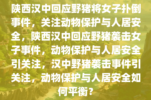 陕西汉中回应野猪将女子扑倒事件，关注动物保护与人居安全，陕西汉中回应野猪袭击女子事件，动物保护与人居安全引关注，汉中野猪袭击事件引关注，动物保护与人居安全如何平衡？