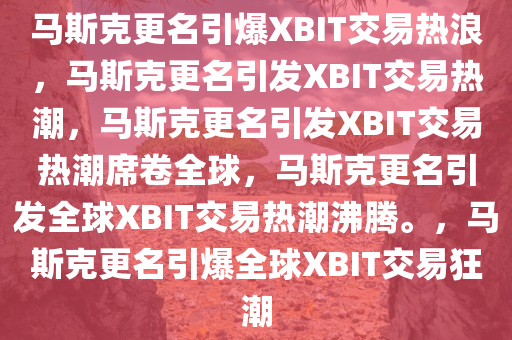 马斯克更名引爆XBIT交易热浪，马斯克更名引发XBIT交易热潮，马斯克更名引发XBIT交易热潮席卷全球，马斯克更名引发全球XBIT交易热潮沸腾。，马斯克更名引爆全球XBIT交易狂潮