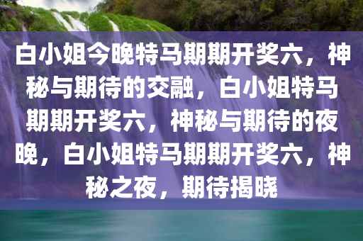 白小姐今晚特马期期开奖六，神秘与期待的交融，白小姐特马期期开奖六，神秘与期待的夜晚，白小姐特马期期开奖六，神秘之夜，期待揭晓