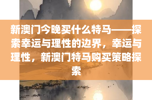 新澳门今晚买什么特马——探索幸运与理性的边界，幸运与理性，新澳门特马购买策略探索