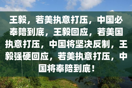 王毅，若美执意打压，中国必奉陪到底，王毅回应，若美国执意打压，中国将坚决反制，王毅强硬回应，若美执意打压，中国将奉陪到底！