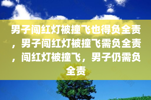 男子闯红灯被撞飞也得负全责，男子闯红灯被撞飞需负全责，闯红灯被撞飞，男子仍需负全责