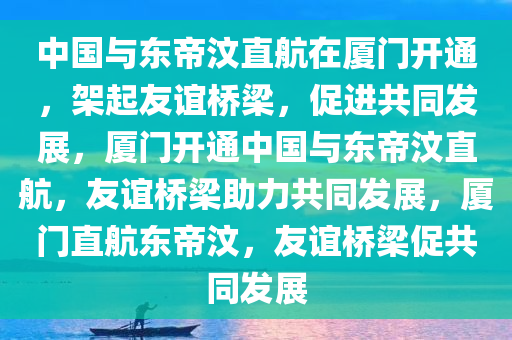 中国与东帝汶直航在厦门开通，架起友谊桥梁，促进共同发展，厦门开通中国与东帝汶直航，友谊桥梁助力共同发展，厦门直航东帝汶，友谊桥梁促共同发展