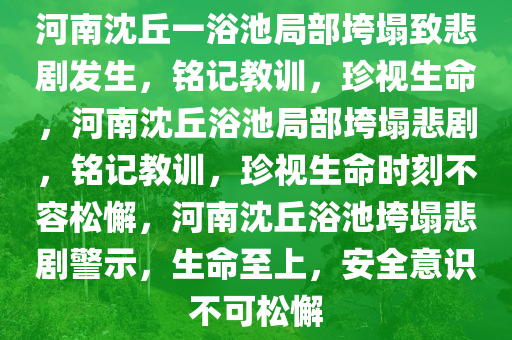 河南沈丘一浴池局部垮塌致悲剧发生，铭记教训，珍视生命，河南沈丘浴池局部垮塌悲剧，铭记教训，珍视生命时刻不容松懈，河南沈丘浴池垮塌悲剧警示，生命至上，安全意识不可松懈